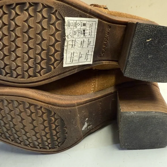 BearPaw Tan Suede Boots with Cream Fur Cuff - Picture 4 of 5